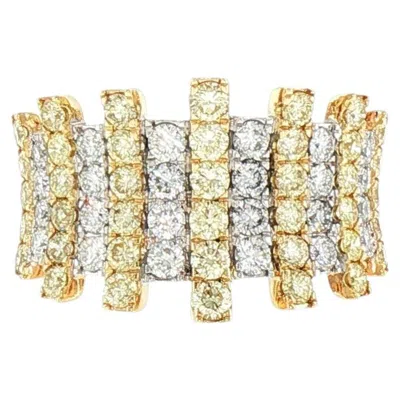 Pre-owned Hyt Natural Yellow Diamond And White Diamond Multi-row Statement Ring In 18k Gold