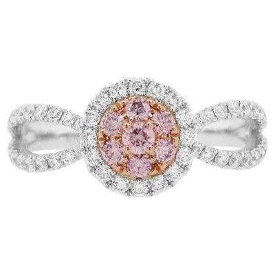 Pre-owned Hyt Pink Diamond & White Diamond Ring Made In 18k Gold