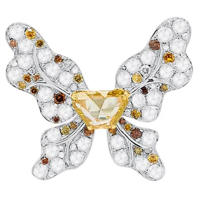 Pre-owned Hyt Rosecut Yellow Diamond With Colored Diamonds And Rosecut White Diamonds Ring