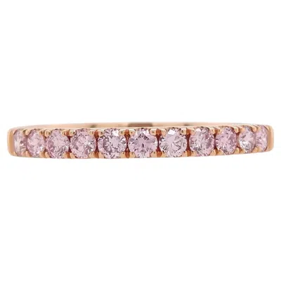 Pre-owned Hyt Round Brilliant Cut Argyle Pink Diamond 18k Gold Band Ring