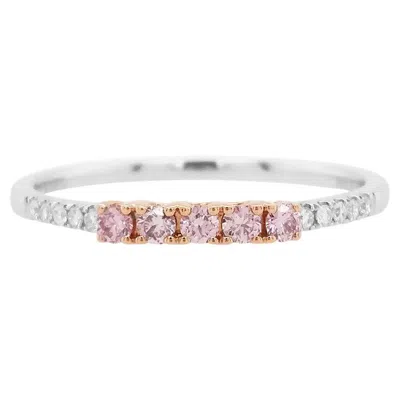 Pre-owned Hyt Round Brilliant Cut Argyle Pink Diamond And White Diamond 18k Gold Band Ring