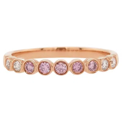 Pre-owned Hyt Round Brilliant Cut Argyle Pink Diamond And White Diamond 18k Gold Band Ring