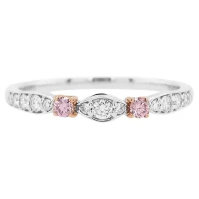 Pre-owned Hyt Round Brilliant Cut Argyle Pink Diamond And White Diamond 18k Gold Band Ring