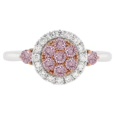 Pre-owned Hyt Round Brilliant Cut Argyle Pink Diamond And White Diamond 18k Gold Ring