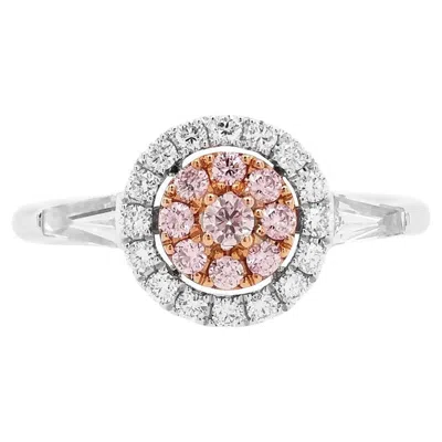 Pre-owned Hyt Round Brilliant Cut Argyle Pink Diamond And White Diamond 18k Gold Ring