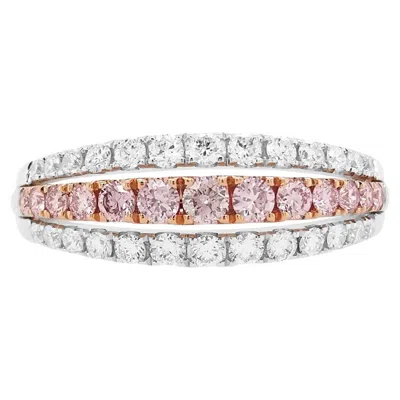 Pre-owned Hyt Round Brilliant Cut Argyle Pink Diamond And White Diamond 18k Gold Ring