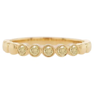 Pre-owned Hyt Round Brilliant Cut Yellow Diamond 18k Gold Band Ring