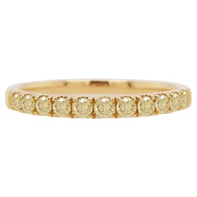 Pre-owned Hyt Round Brilliant Cut Yellow Diamond Band Ring Made In 18k Gold