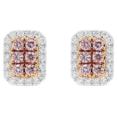 Pre-owned Hyt Stud Earrings With Natural Argyle Pink Diamonds And White Diamonds In K18 Gold