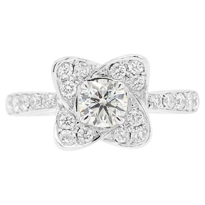 Pre-owned Hyt White Diamond Ring With Certified Solitaire Center Diamond