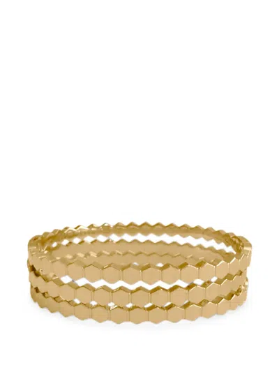 Hzmer Jewellery Astra Luxe Hexagonal Bracelets (set Of Three) In Gold