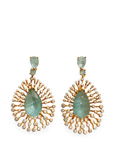 Hzmer Jewellery Blue Mirage Drop Earrings In Green