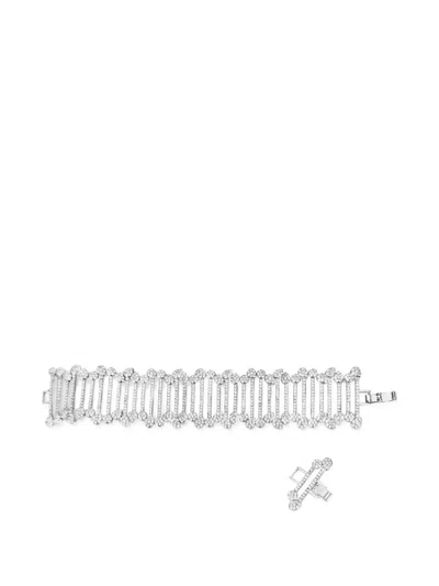 Hzmer Jewellery Crystal-embellished Bar-link Bracelet In Metallic