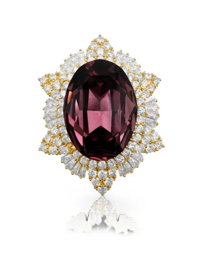 Hzmer Jewellery Dharma Crystal-embellished Brooch In Metallic