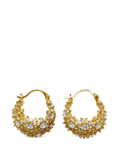 Hzmer Jewellery Dyuti Crystal-embellished Hoop Earrings In Gold