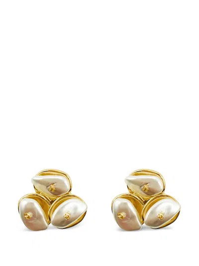 Hzmer Jewellery Kusum Faux-pearl Cluster Earrings In Gold