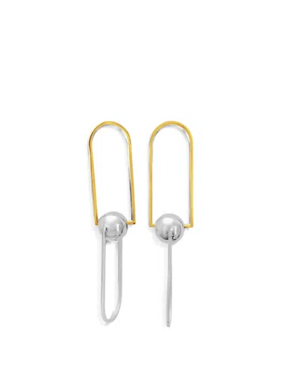 Hzmer Jewellery Maya Mixed-metal Dangle Earrings In Gold