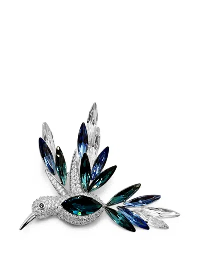 Hzmer Jewellery Neel Crystal-embellished Bird Brooch In Silver