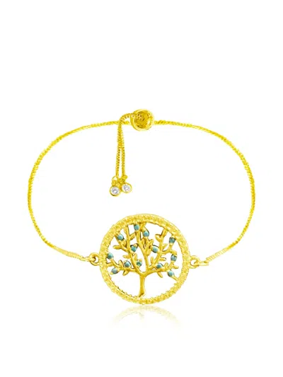Hzmer Jewellery Parijat Tree Crystal-embellished Bracelet In Gold