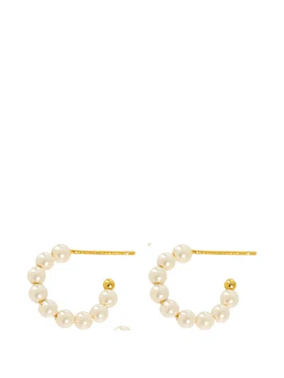 Hzmer Jewellery Pearl-embellished Hoop Earrings In Gold