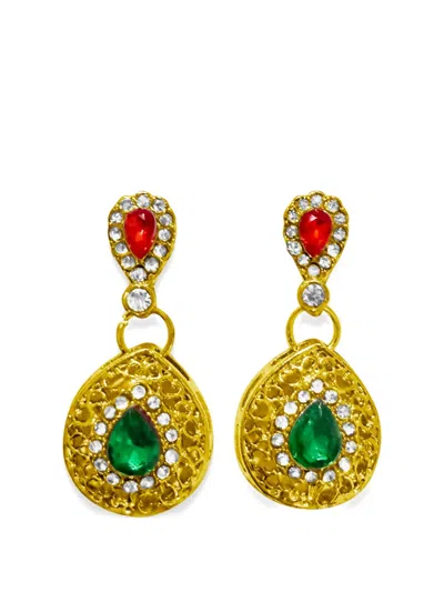 Hzmer Jewellery Roop Crystal-embellished Drop Earrings In Gold