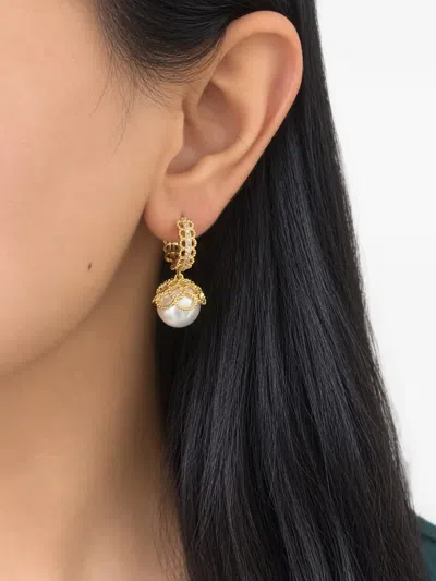 Hzmer Jewellery Saumya Faux-pearl Earrings In Gold
