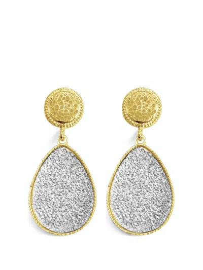 Hzmer Jewellery Shakti Teardrop-pendant Earrings In Gold