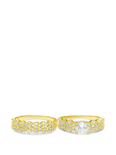 Hzmer Jewellery Sitara Crystal-embellished Rings (set-of-two) In Gold