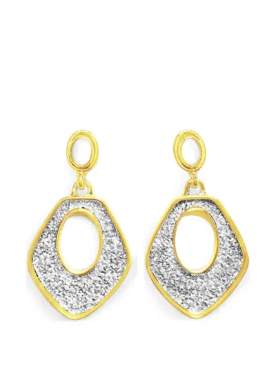 Hzmer Jewellery Sukha Glitter-effect Drop Earrings In Gold