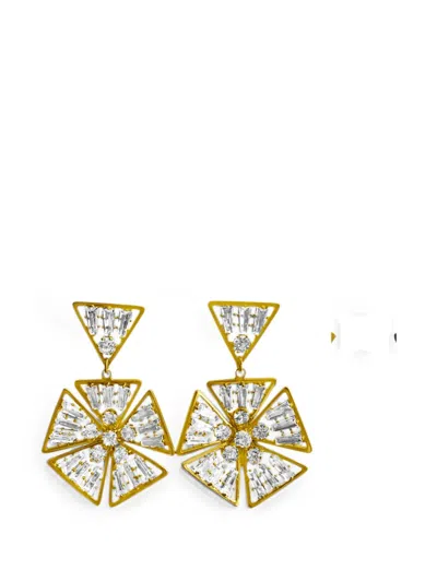 Hzmer Jewellery Sunflower Sunburst Crystal-embellished Earrings In Multi