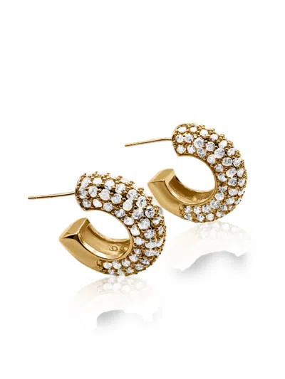 Hzmer Jewellery Tejas Pavé-crystal Hoop Earrings In Gold