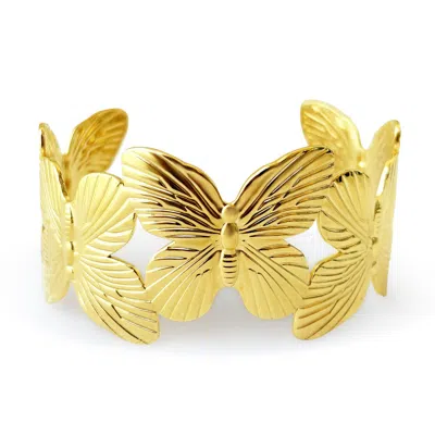 Hzmer Jewellery Women's Gold Divine Butterfly Cuff Bracelet