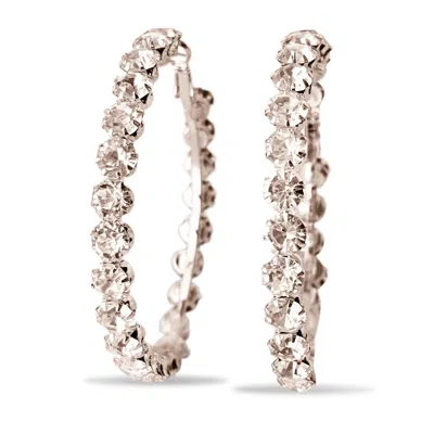 Hzmer Jewellery Women's Silver Nostalgia Sparkle Hoop Earrings