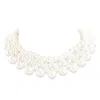 Hzmer Jewellery Women's White Pearl Frill Choker Necklace In White