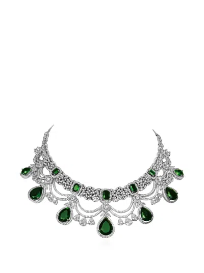 Hzmer Jewellery Zeenat Crystal-embellished Necklace In Metallic
