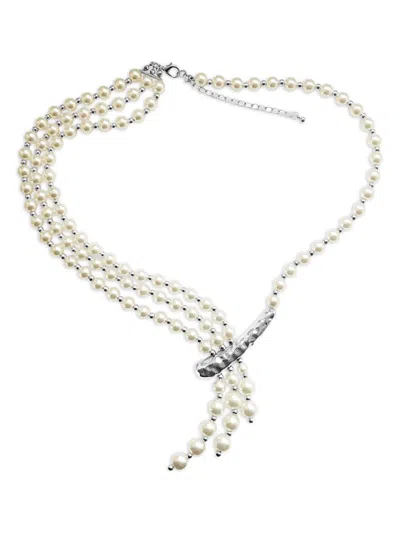 Hzmer Jewelry Pearl-embellished Necklace In Silver