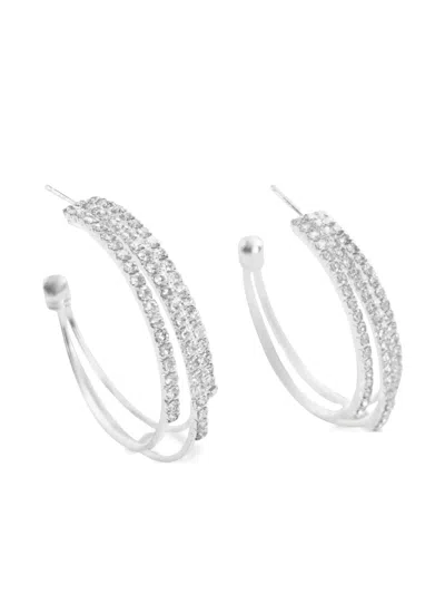 Hzmer Jewelry Rhinestone-embellished Earrings In Silver