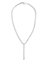 Hzmer Jewelry Rhinestone-embellished Lariat Necklace In Silver
