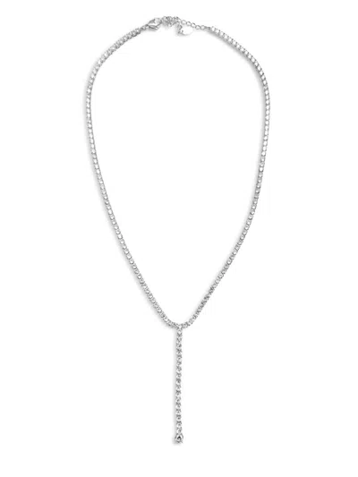 Hzmer Jewelry Rhinestone-embellished Lariat Necklace In Silver