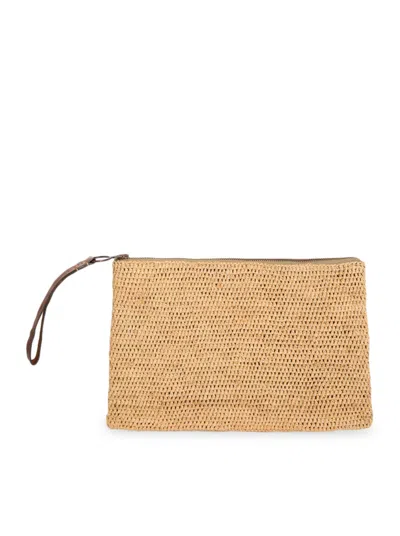 I Beliv Ampy Raffia Clutch In Nude