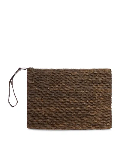 I Beliv Ampy Raffia Clutch In Nude