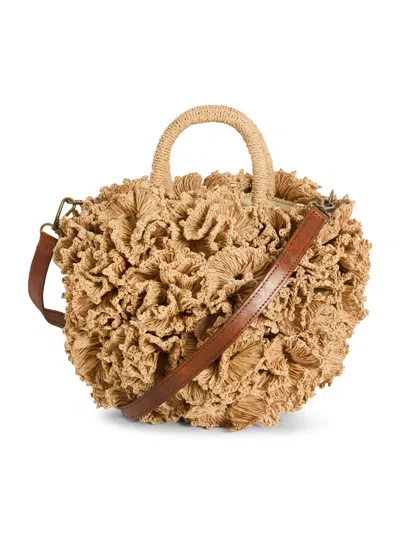 I Beliv Coral Raffia Bag In Nude & Neutrals