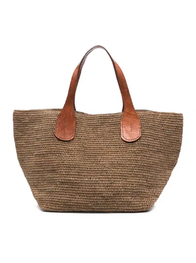 I Beliv Tokyo Ii Raffia Bag In Nude