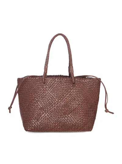 I Beliv Woven Leather Tote Bag In Brown