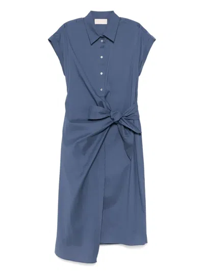 I Blues Button-collar Dress In Blue