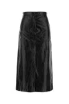 Iblues Textured Leather Midi Skirt In Black