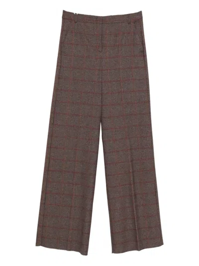 I Blues Checked Wide-leg Trousers In Brown