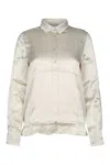 Iblues I Blues Satin Button Up Shirt In Neutral