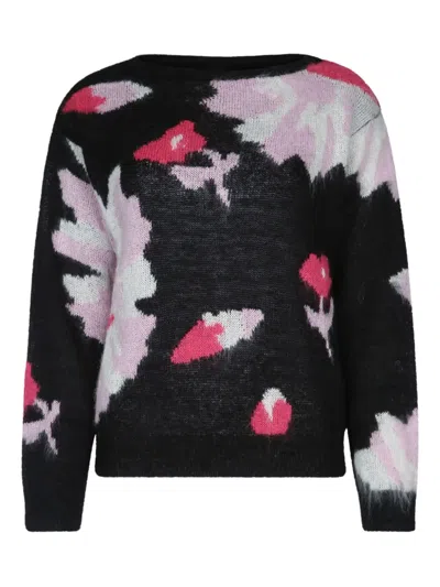 Iblues Floral-intarsia Sweater In Black