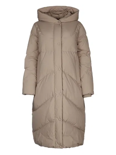 I Blues Hooded Puffer Coat In Neutrals